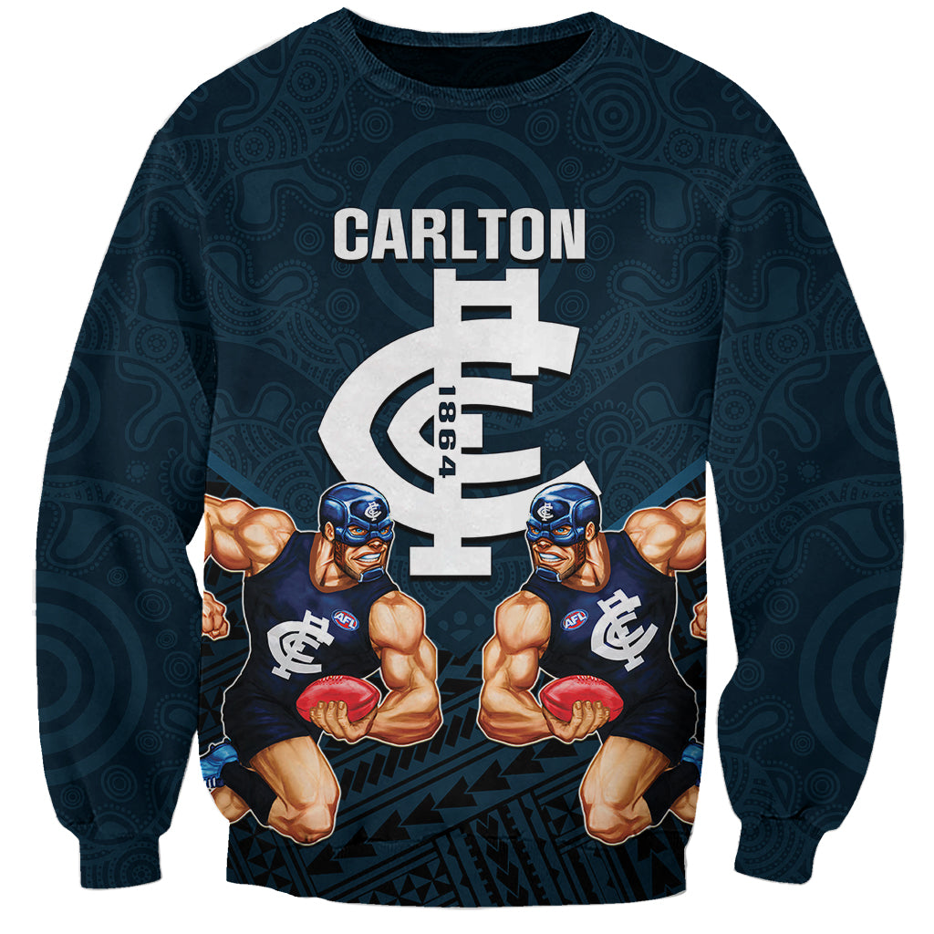 calrton-football-sweatshirt-blues-go-champions-2023-polynesian-indigenous-art