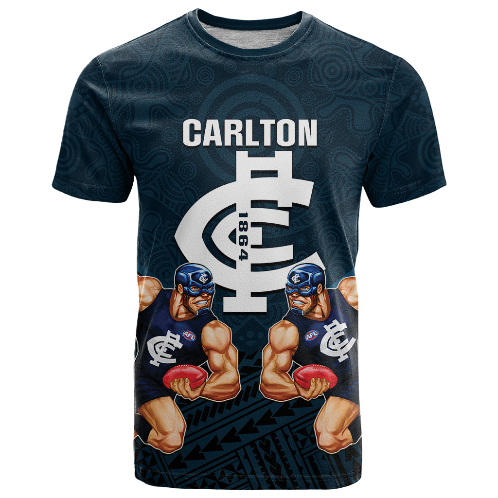 calrton-football-t-shirt-blues-go-champions-2023-polynesian-indigenous-art