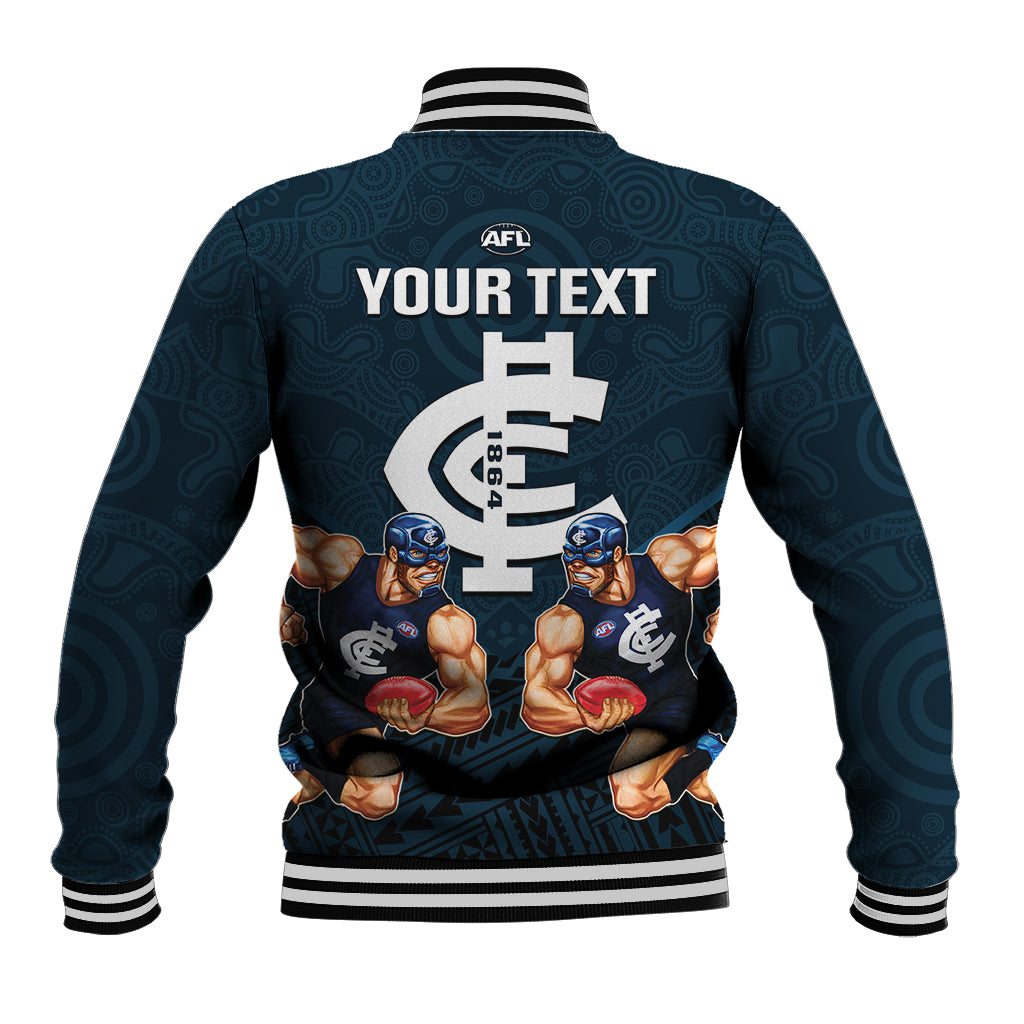 personalised-calrton-football-baseball-jacket-blues-go-champions-2023-polynesian-indigenous-art