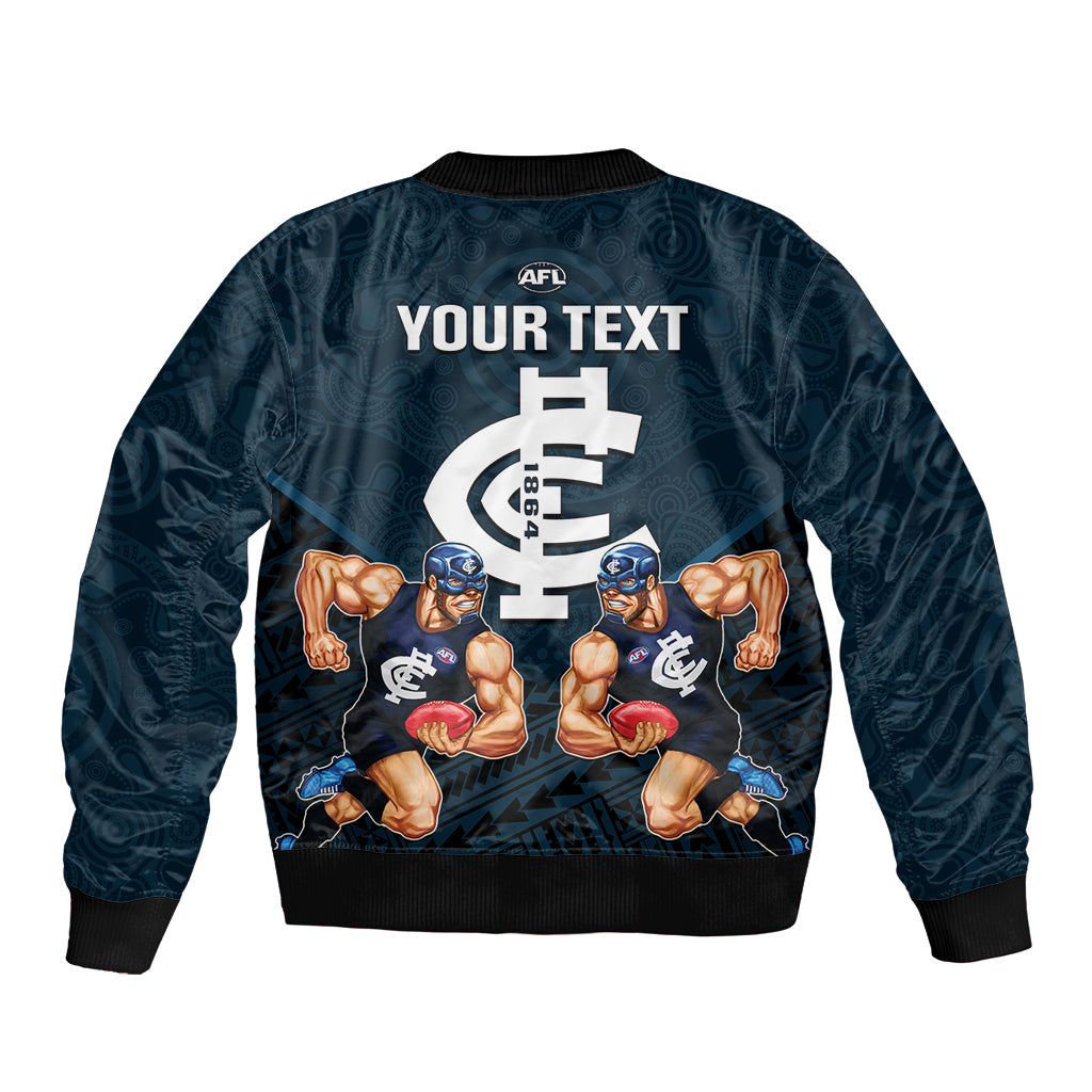 personalised-calrton-football-bomber-jacket-blues-go-champions-2023-polynesian-indigenous-art