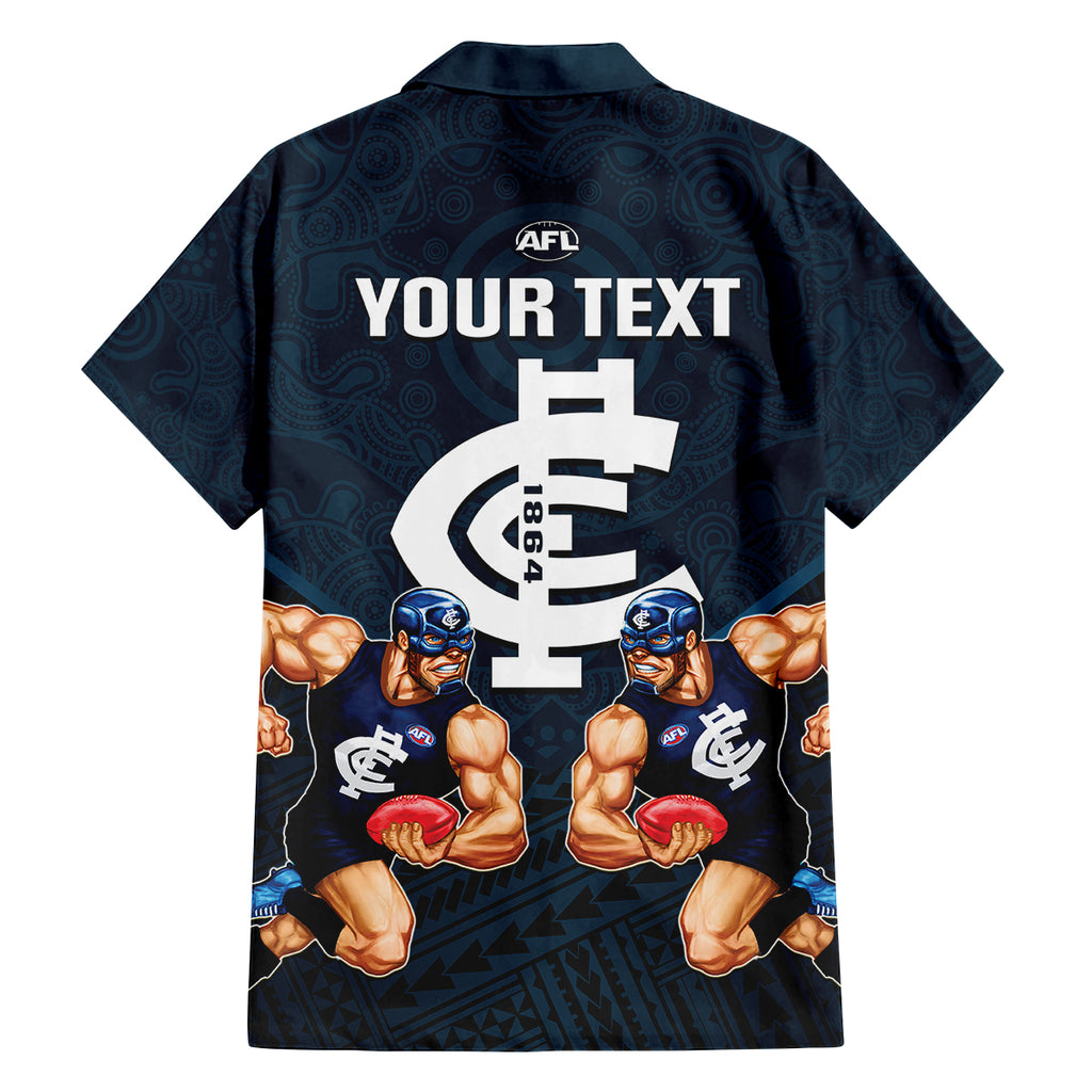 personalised-calrton-football-family-matching-long-sleeve-bodycon-dress-and-hawaiian-shirt-blues-go-champions-2023-polynesian-indigenous-art