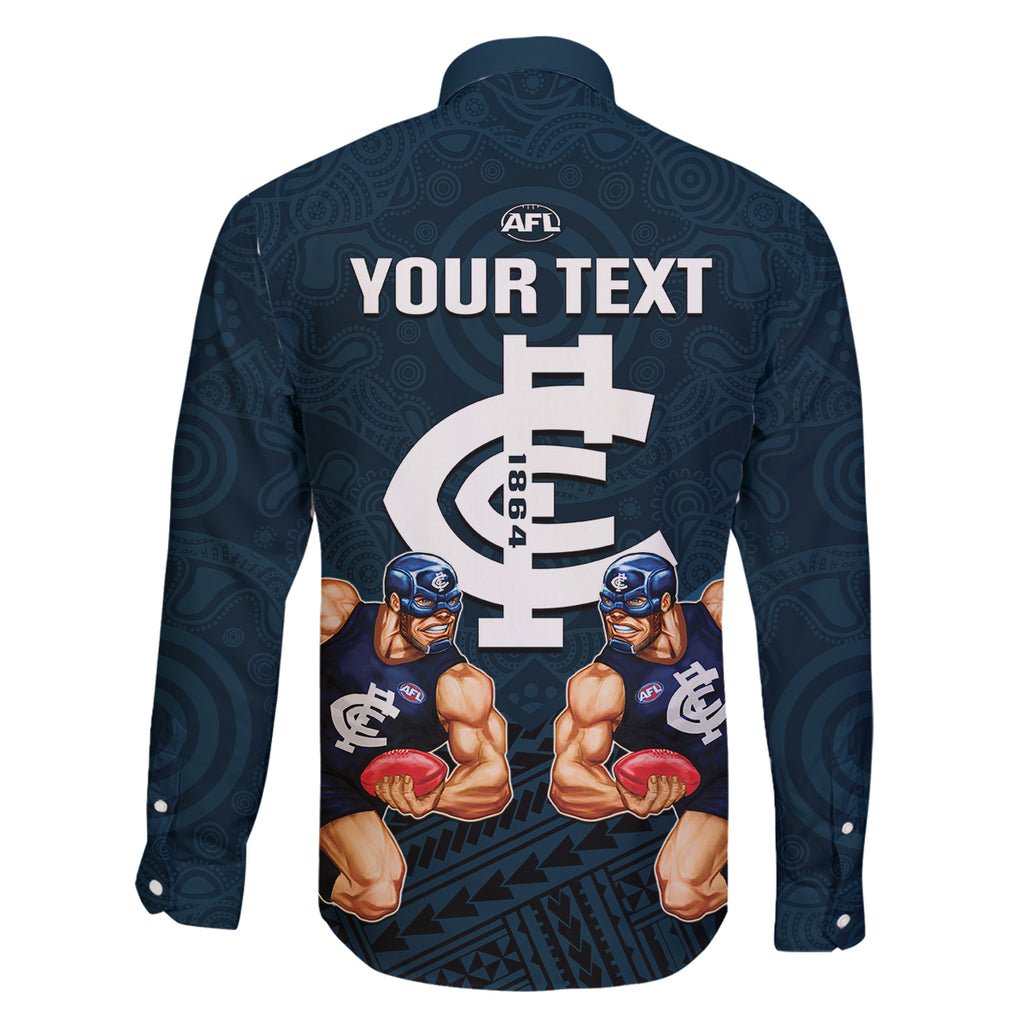 personalised-calrton-football-family-matching-mermaid-dress-and-hawaiian-shirt-blues-go-champions-2023-polynesian-indigenous-art