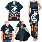 personalised-calrton-football-family-matching-tank-maxi-dress-and-hawaiian-shirt-blues-go-champions-2023-polynesian-indigenous-art