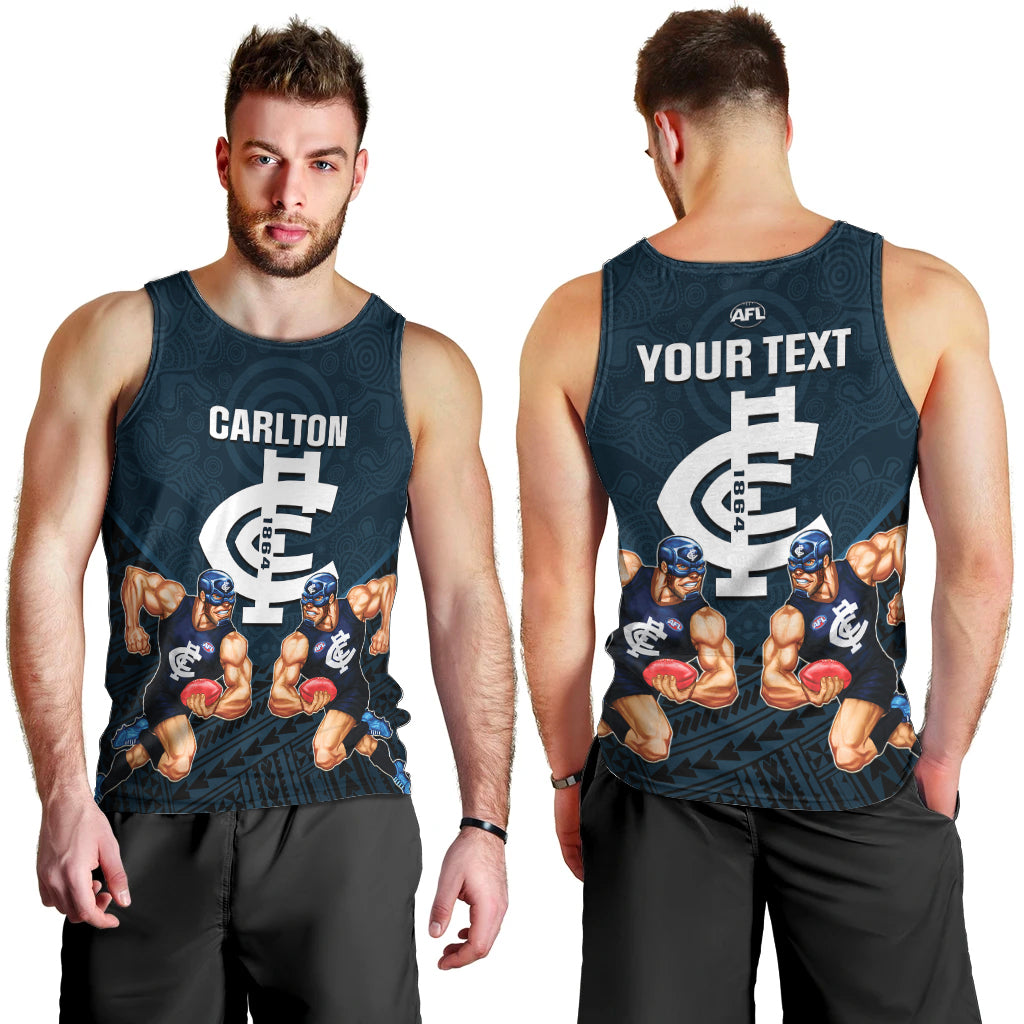 personalised-calrton-football-men-tank-top-blues-go-champions-2023-polynesian-indigenous-art