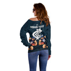 personalised-calrton-football-off-shoulder-sweater-blues-go-champions-2023-polynesian-indigenous-art