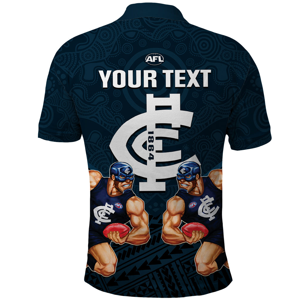 personalised-calrton-football-polo-shirt-blues-go-champions-2023-polynesian-indigenous-art