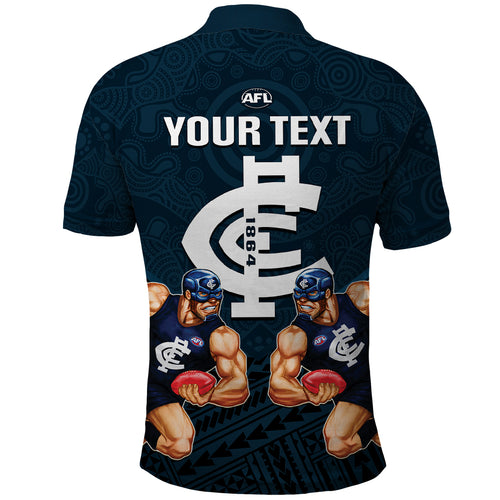 personalised-calrton-football-polo-shirt-blues-go-champions-2023-polynesian-indigenous-art