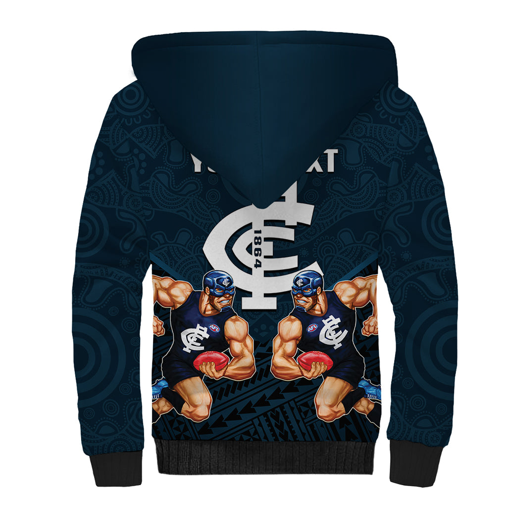 personalised-calrton-football-sherpa-hoodie-blues-go-champions-2023-polynesian-indigenous-art