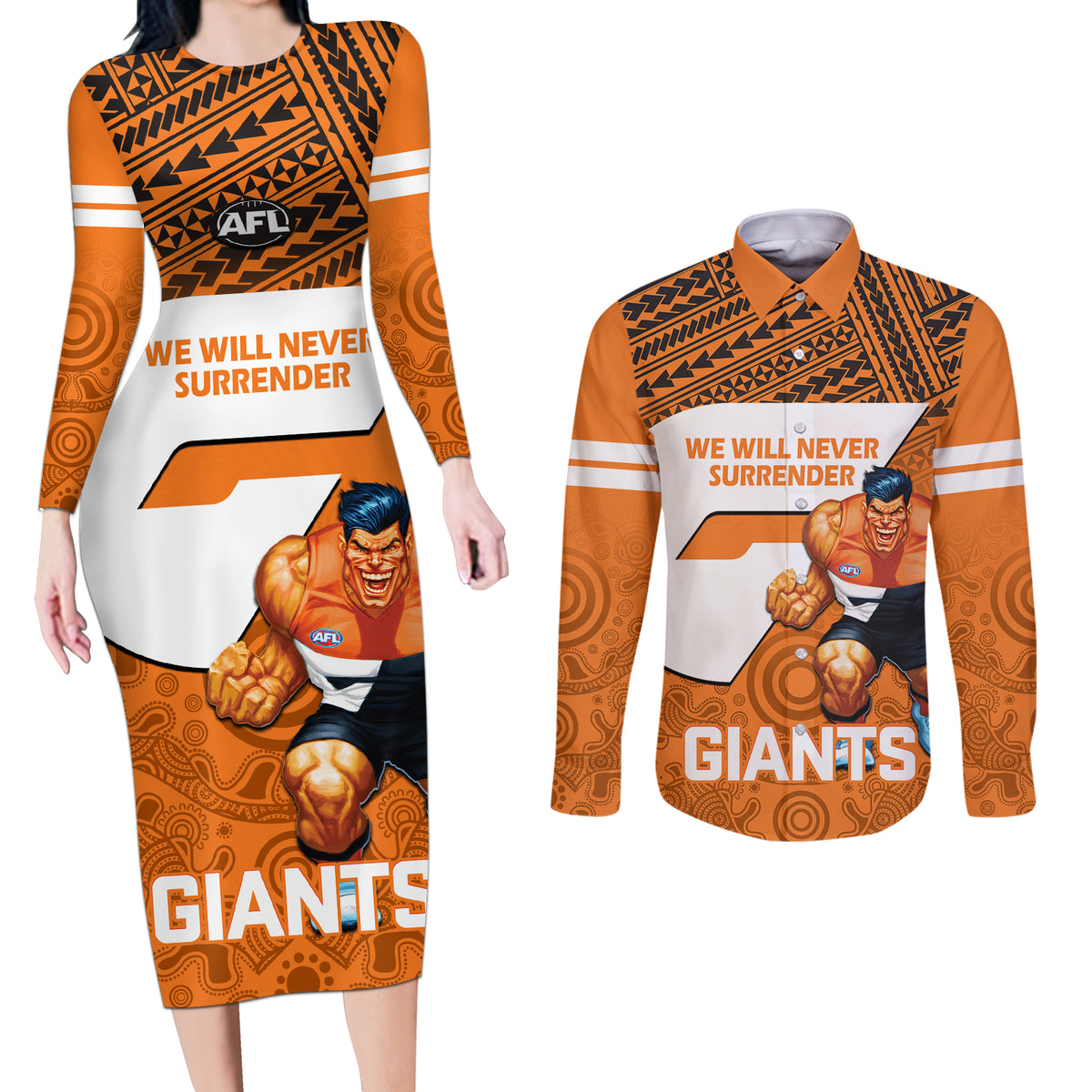 giants-football-couples-matching-long-sleeve-bodycon-dress-and-long-sleeve-button-shirts-gws-go-champions-2023-polynesian-indigenous-art