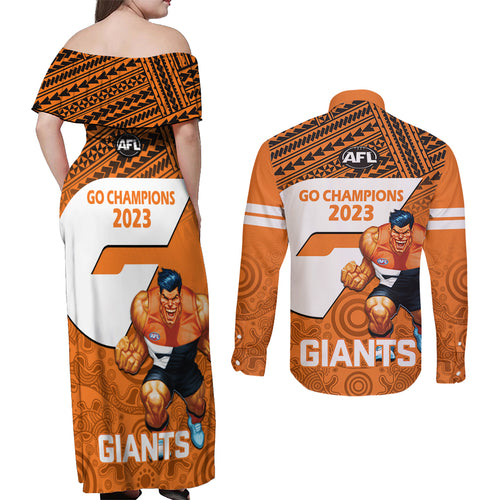 giants-football-couples-matching-off-shoulder-maxi-dress-and-long-sleeve-button-shirts-gws-go-champions-2023-polynesian-indigenous-art