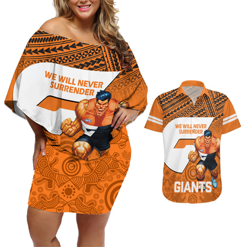 giants-football-couples-matching-off-shoulder-short-dress-and-hawaiian-shirt-gws-go-champions-2023-polynesian-indigenous-art
