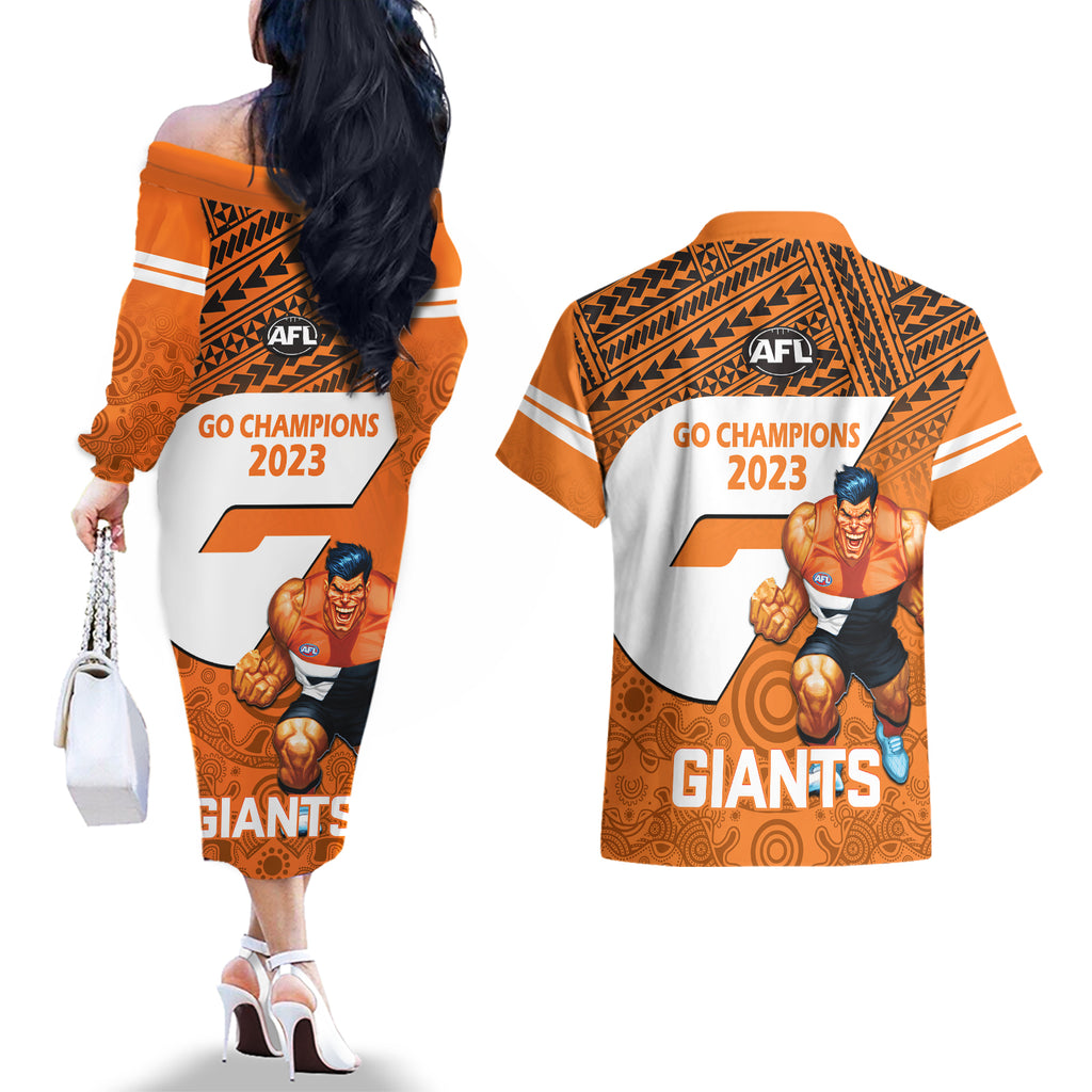 giants-football-couples-matching-off-the-shoulder-long-sleeve-dress-and-hawaiian-shirt-gws-go-champions-2023-polynesian-indigenous-art