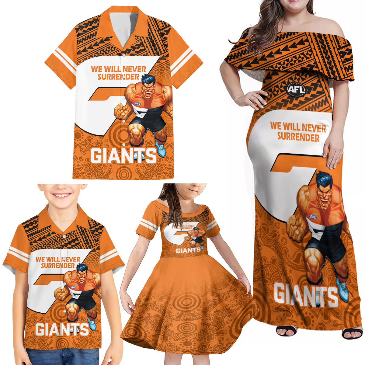 giants-football-family-matching-off-shoulder-maxi-dress-and-hawaiian-shirt-gws-go-champions-2023-polynesian-indigenous-art