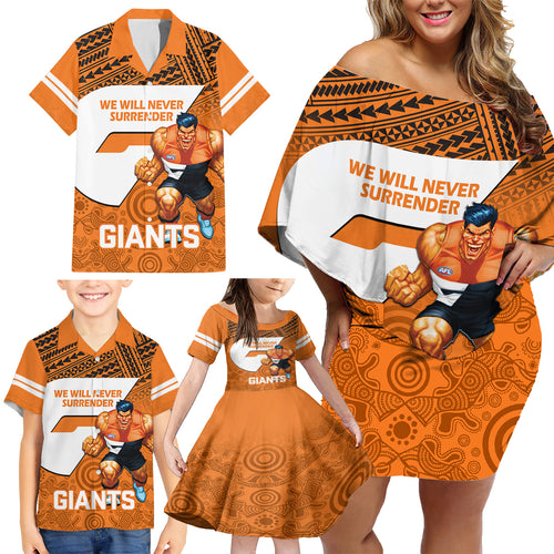 giants-football-family-matching-off-shoulder-short-dress-and-hawaiian-shirt-gws-go-champions-2023-polynesian-indigenous-art