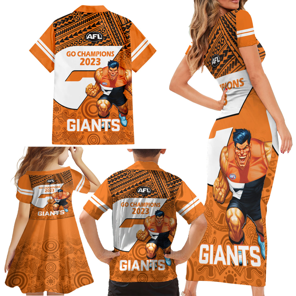 giants-football-family-matching-short-sleeve-bodycon-dress-and-hawaiian-shirt-gws-go-champions-2023-polynesian-indigenous-art