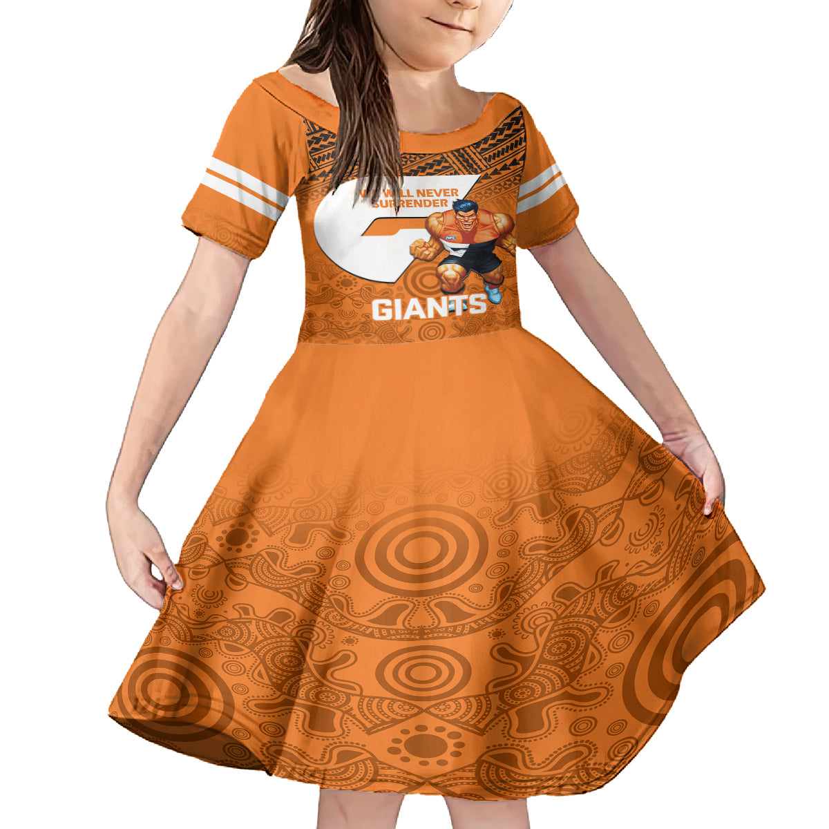 giants-football-kid-short-sleeve-dress-gws-go-champions-2023-polynesian-indigenous-art
