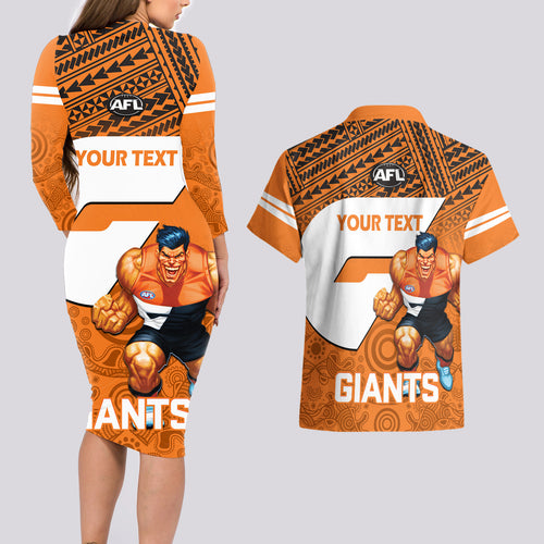 personalised-giants-football-couples-matching-long-sleeve-bodycon-dress-and-hawaiian-shirt-gws-go-champions-2023-polynesian-indigenous-art
