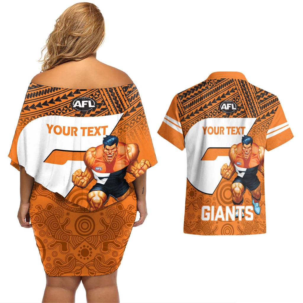 personalised-giants-football-couples-matching-off-shoulder-short-dress-and-hawaiian-shirt-gws-go-champions-2023-polynesian-indigenous-art