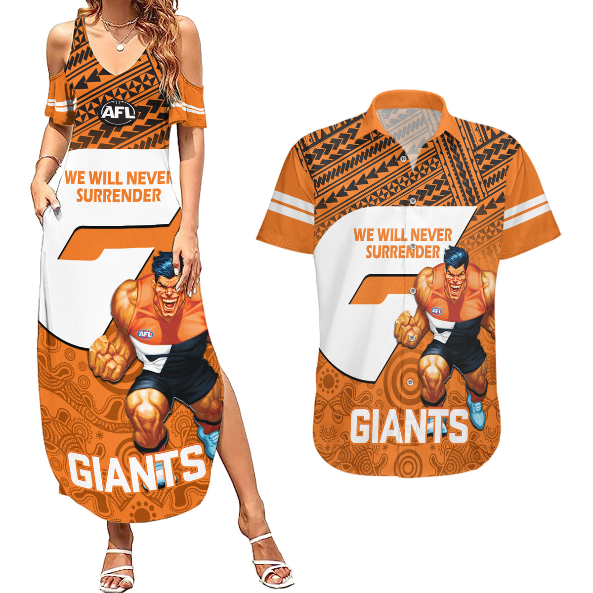personalised-giants-football-couples-matching-summer-maxi-dress-and-hawaiian-shirt-gws-go-champions-2023-polynesian-indigenous-art