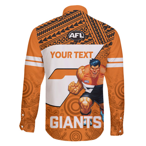 personalised-giants-football-family-matching-off-shoulder-long-sleeve-dress-and-hawaiian-shirt-gws-go-champions-2023-polynesian-indigenous-art