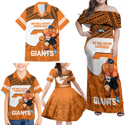 personalised-giants-football-family-matching-off-shoulder-maxi-dress-and-hawaiian-shirt-gws-go-champions-2023-polynesian-indigenous-art