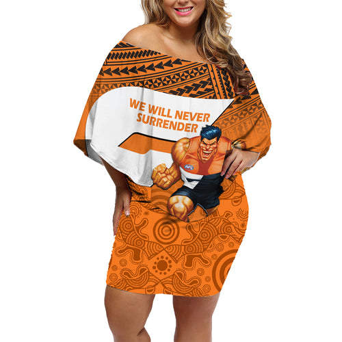 personalised-giants-football-family-matching-off-shoulder-short-dress-and-hawaiian-shirt-gws-go-champions-2023-polynesian-indigenous-art