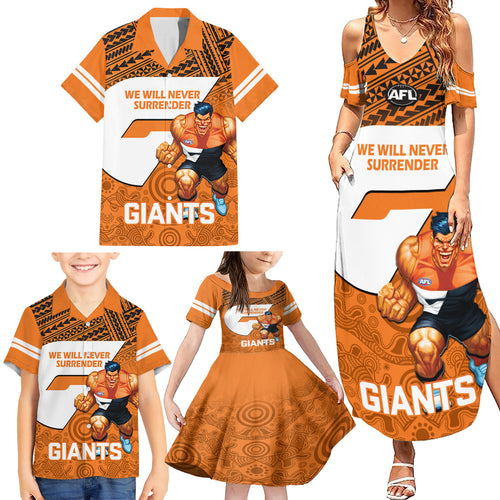 personalised-giants-football-family-matching-summer-maxi-dress-and-hawaiian-shirt-gws-go-champions-2023-polynesian-indigenous-art