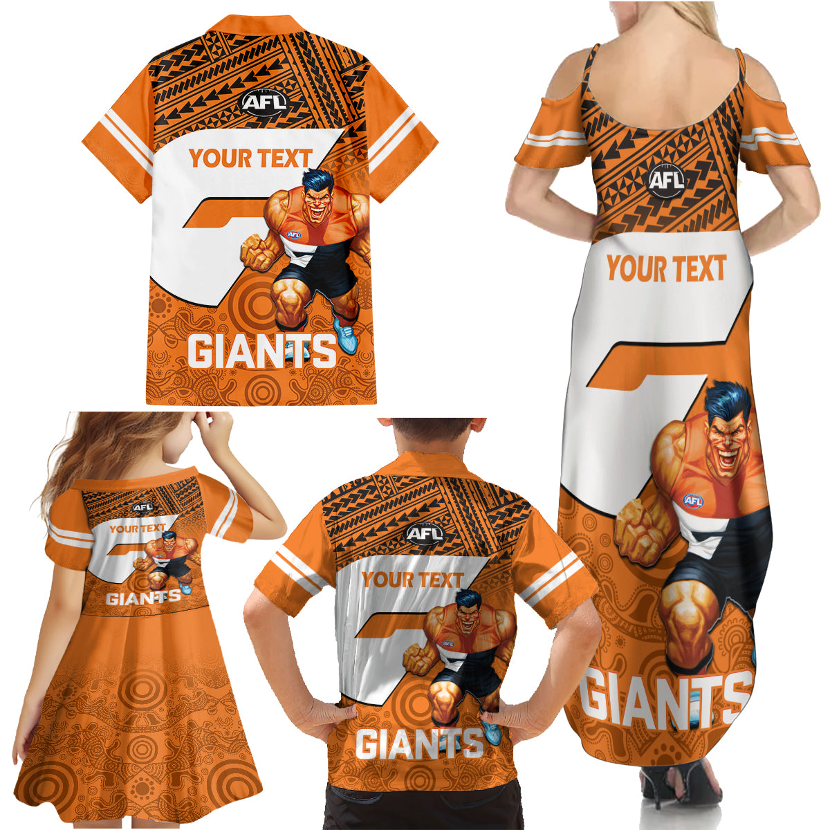 personalised-giants-football-family-matching-summer-maxi-dress-and-hawaiian-shirt-gws-go-champions-2023-polynesian-indigenous-art