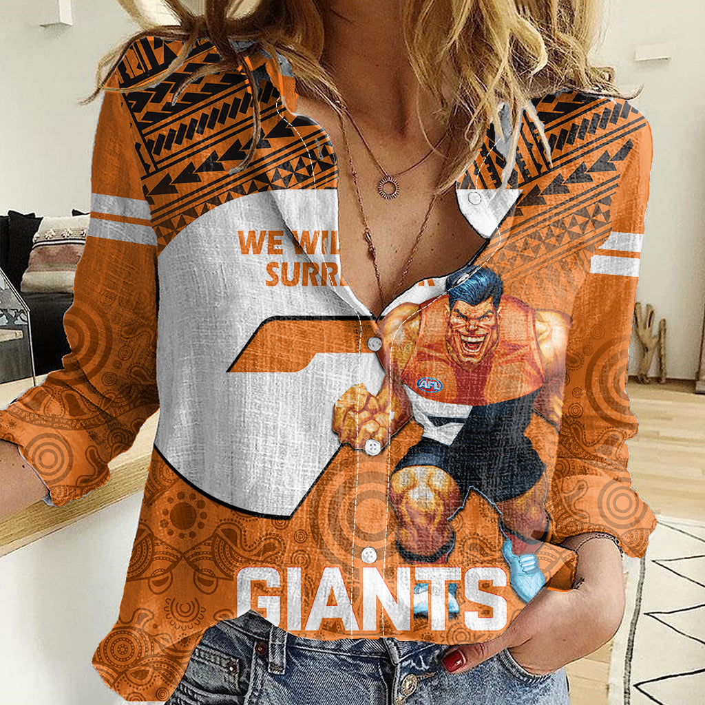 personalised-giants-football-women-casual-shirt-gws-go-champions-2023-polynesian-indigenous-art