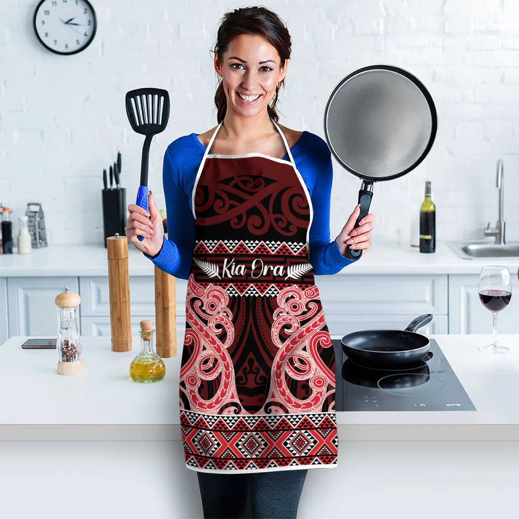 Kia Ora New Zealand Apron Maori Language Week Whero Taniko Motif - Aussie Hoodie