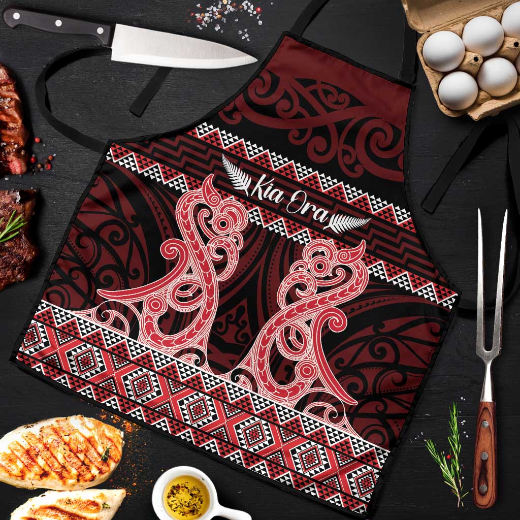 Kia Ora New Zealand Apron Maori Language Week Whero Taniko Motif - Aussie Hoodie