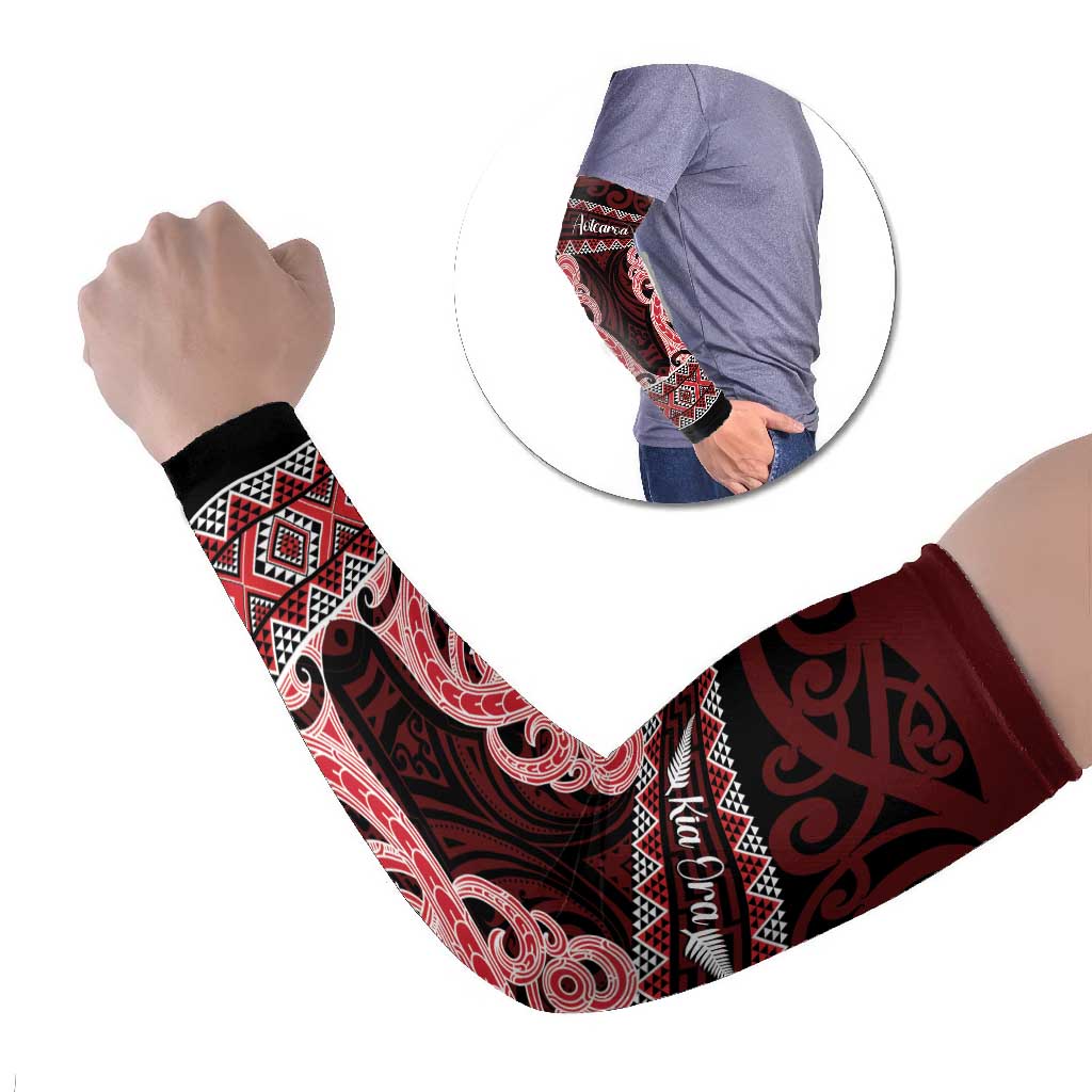 Kia Ora New Zealand Arm Sleeves Maori Language Week Whero Taniko Motif - Aussie Hoodie