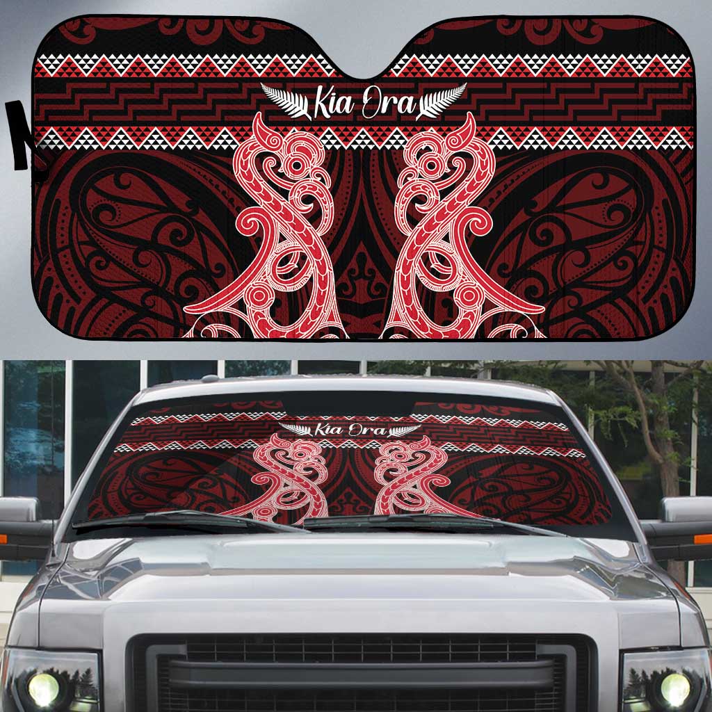 Kia Ora New Zealand Auto Sun Shade Maori Language Week Whero Taniko Motif - Aussie Hoodie