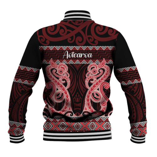 Kia Ora New Zealand Baseball Jacket Maori Language Week Whero Taniko Motif - Aussie Hoodie