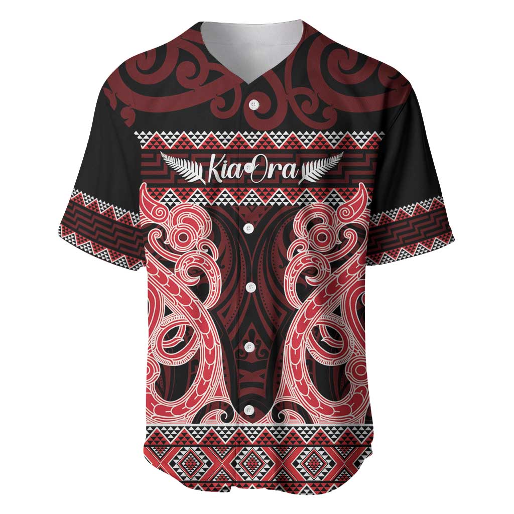 Kia Ora New Zealand Baseball Jersey Maori Language Week Whero Taniko Motif - Aussie Hoodie