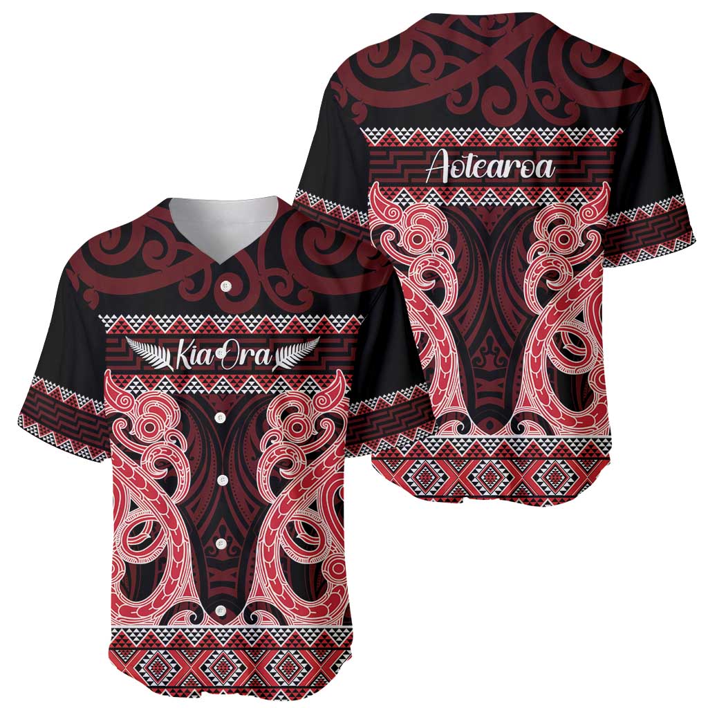 Kia Ora New Zealand Baseball Jersey Maori Language Week Whero Taniko Motif - Aussie Hoodie