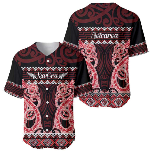 Kia Ora New Zealand Baseball Jersey Maori Language Week Whero Taniko Motif - Aussie Hoodie