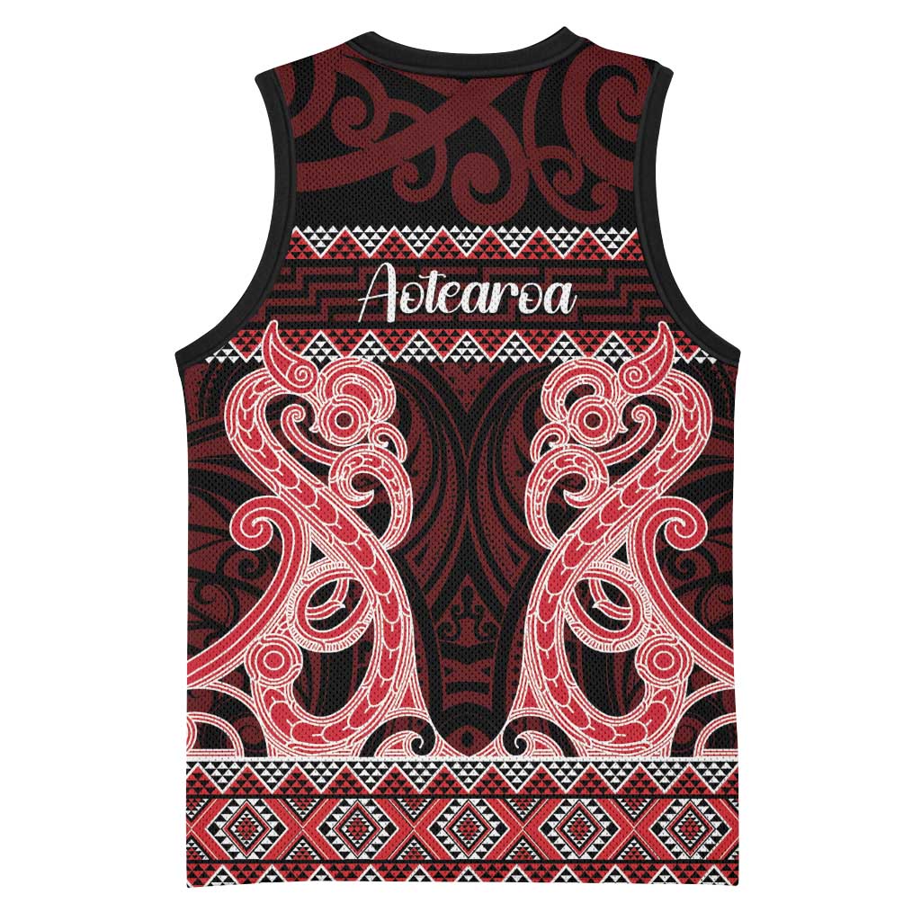 Kia Ora New Zealand Basketball Jersey Maori Language Week Whero Taniko Motif - Aussie Hoodie