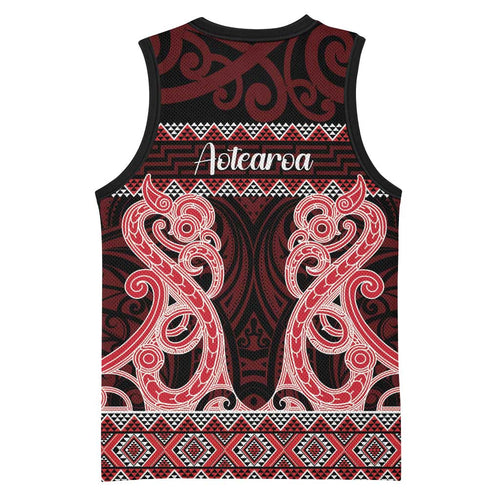 Kia Ora New Zealand Basketball Jersey Maori Language Week Whero Taniko Motif - Aussie Hoodie