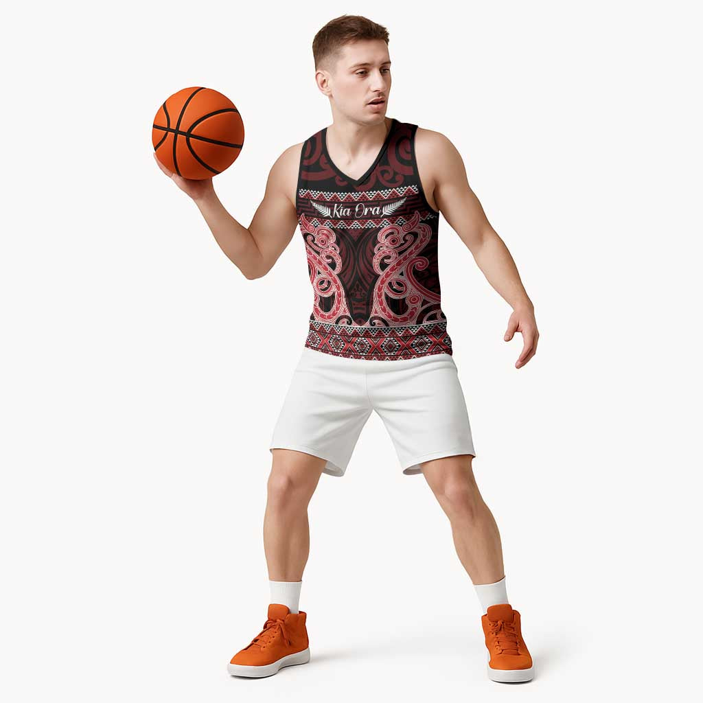 Kia Ora New Zealand Basketball Jersey Maori Language Week Whero Taniko Motif - Aussie Hoodie