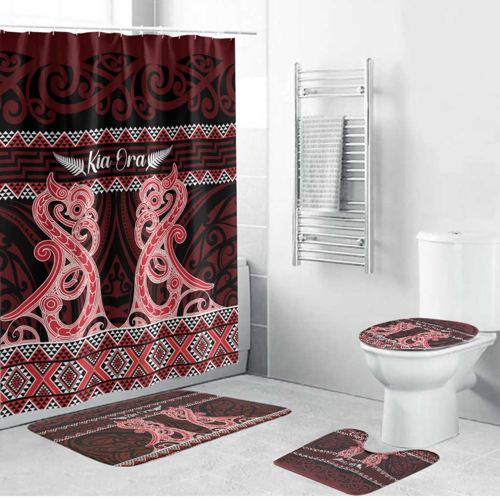 Kia Ora New Zealand Bathroom Set Maori Language Week Whero Taniko Motif - Aussie Hoodie