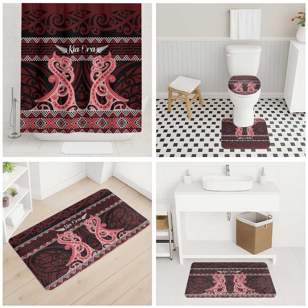 Kia Ora New Zealand Bathroom Set Maori Language Week Whero Taniko Motif - Aussie Hoodie