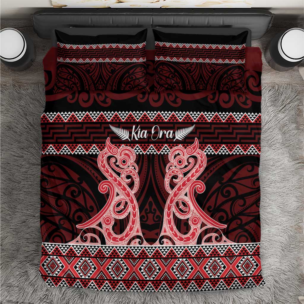 Kia Ora New Zealand Bedding Set Maori Language Week Whero Taniko Motif - Aussie Hoodie