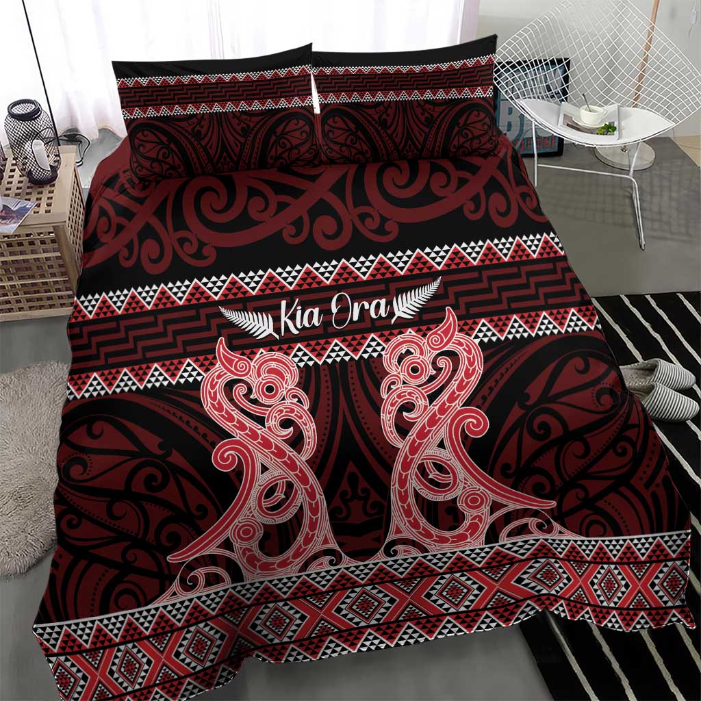 Kia Ora New Zealand Bedding Set Maori Language Week Whero Taniko Motif - Aussie Hoodie