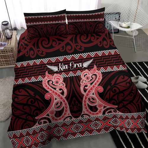Kia Ora New Zealand Bedding Set Maori Language Week Whero Taniko Motif - Aussie Hoodie