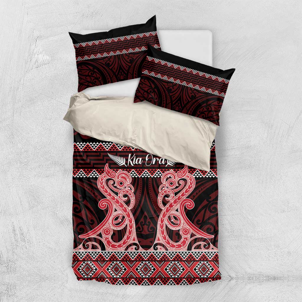 Kia Ora New Zealand Bedding Set Maori Language Week Whero Taniko Motif - Aussie Hoodie