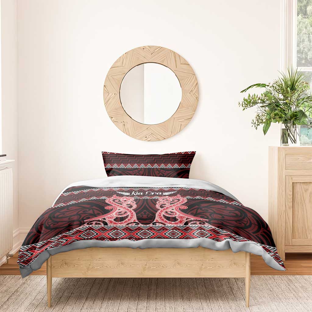 Kia Ora New Zealand Bedding Set Maori Language Week Whero Taniko Motif - Aussie Hoodie