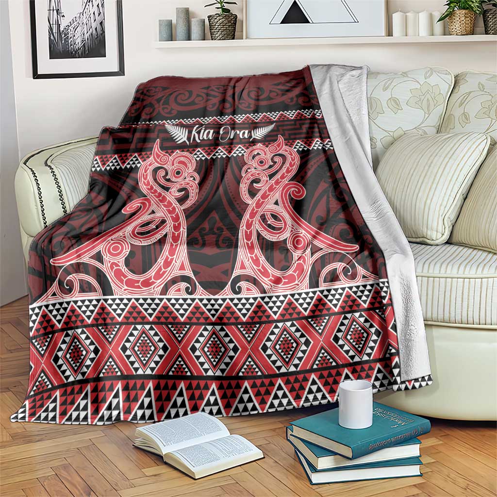 Kia Ora New Zealand Blanket Maori Language Week Whero Taniko Motif - Aussie Hoodie