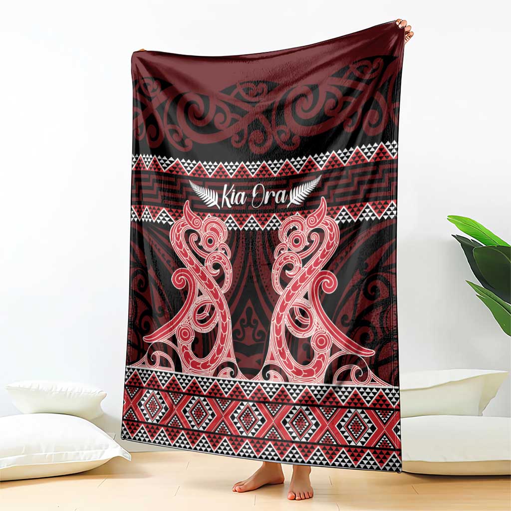 Kia Ora New Zealand Blanket Maori Language Week Whero Taniko Motif - Aussie Hoodie