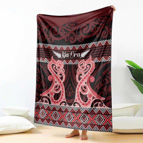 Kia Ora New Zealand Blanket Maori Language Week Whero Taniko Motif - Aussie Hoodie